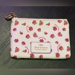 Juicy Couture Zip Makeup Cosmetic Bag Pouch Pink Roses